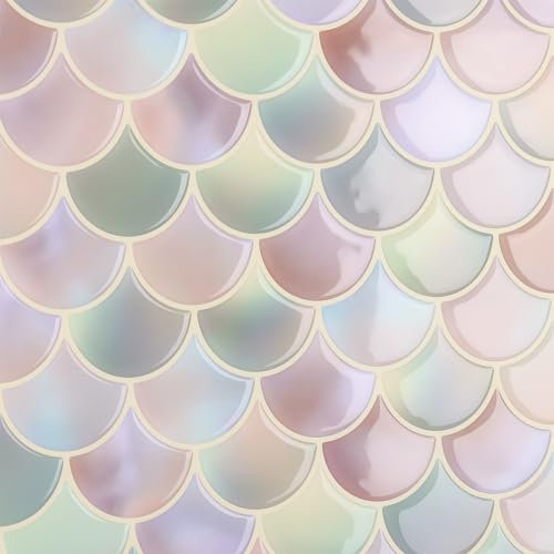 CRE8TIVE 16 Sheets Shell Peel and Stick Backsplash for Kitchen Fish Scale Stick on Tile Stickers Self Adhesive Bathroom Backsplash Wall Tiles Shell Stickers for Girls Bedroom Laundry Room 12x11.8