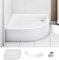 ECOLAM® Duschwanne Duschtasse Grawello Viertelkreis 90x90 x26 cm mit Acrylschürze Tiefe 12 cm R55 Acryl weiß auf Styroporunterseite + Siphon sehr stabil