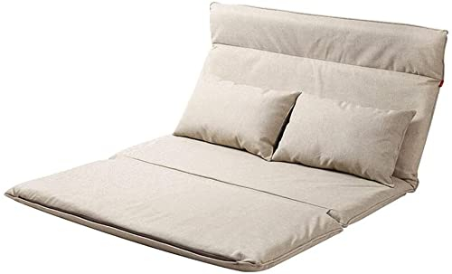 UZOURI Multifunktionales Schlafsofa Lazy Couch Japanischer Tatami Schlafzimmer Arbeitszimmer Doppel Klappstuhl 132×197cm(Color:Beige)