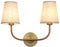 JIMUBEAM 2-Lights Wall Light Sconces with Funnel Linen Fabric Shades, Antique Double Light Wall Lamps for Bedroom Living Room Vanity Bathroom Hallway Stairway