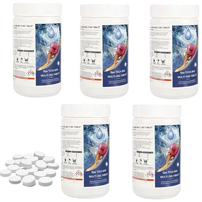 Blue Sparkle Multifunktions-Chlortabletten, 4-in-1-Spendertabletten, Desinfektionsmittel, Stabilisator, Algizid und Klärer, für alle Whirlpools, Spas, Pools, 250 x 20 g, 5 kg
