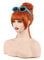 FVCENT Orange Bun Perücke 50er Jahre Kupfer Rot Kurzer Zopf Updo Perücke mit Bangs Lucy Cosplay Perücke Halloween Kostüm Party Mit blauen Retro Sonnenbrille