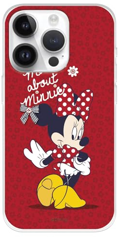 Hülle Kompatibel mit iPhone 15 Pro Offizielle Disney Minnie Mad About zum Schutz Ihres Mobiltelefons, Transparente Silikonhülle mit offiziell lizenzierten Disney Classics