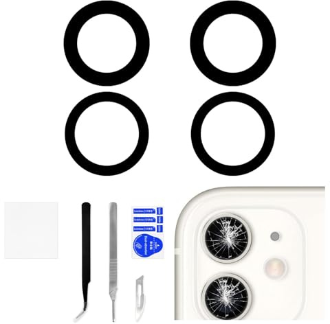 2 set per iPhone 11 OEM Obiettivo della fotocamera posteriore con biadesivo di ricambio per iPhone11 Obiettivo di vetro della fotocamera posteriore originale con kit di riparazione completo pinzette