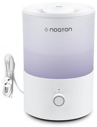 Noaton Essential Humidificateur Ultrasons et Diffuseur 3,3L, pour bébé et plantes, remplissage par le haut, 33 heures, lumières LED, contrôle de la brume, veilleuse…