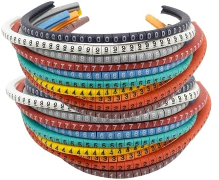 1,000 PCS EC-0 Cable Wire Marker 0 to 9 Number Coloured Marking Tool for 1.5mm2 Size | Insulation Marking | PVC Cable Markers | Assorted Colours | Electrical Supplies