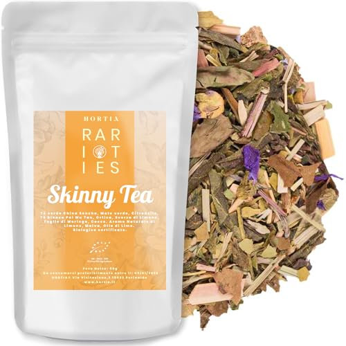SKINNY TEA | Tisana Drenante e Dimagrante Forte a base di Tè Verde e Yerba Mate | Diuretico, Snellente e Bruciagrassi per Perdere Peso Velocemente | Confezione Regalo Salva Aroma | Gusto Limone