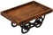 Craft&Style Dekoartikel im Vintage Landhausstil handgefertigter dekorativer Wagen aus Holz und Metall für Haus Wohnzimmer Esszimmer Küche LxBxH: 29x19x13cm