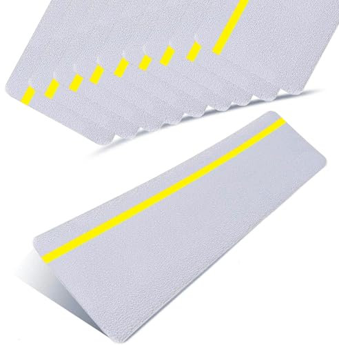 ONTWIE Pedate per scale con striscia gialla fosforescente, 15,2 x 61 cm, strisce adesive antiscivolo in legno duro, per la sicurezza di bambini/anziani/animali domestici, per interni ed esterni