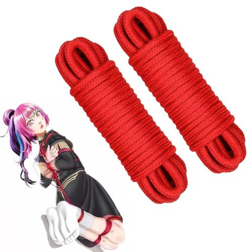 MEYDLL Sex Bondage Seil, 2 Stück Bondage Seile, 10m Seile für Bondage, Schwarzes und Rotes Baumwoll Bondage Seil für SM Sexspielzeug, Fesselset Fesselseil, Fesselset für Paare (Rot+Rot)