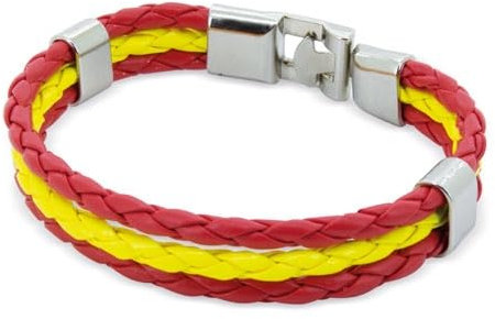 Los Eventos de la Tata. Pack de 10 Pulseras de España, cintas de España adaptables para niños y adultos (Pulsera de Cuero y acero)