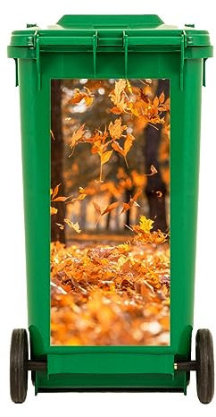 Set of 2 Autumn Leaves Wheelie Bin Stickers Self Adhesive Outdoor Dustbin Sticker Decoration Bin Stickers