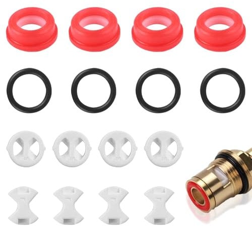 SMCEHEYA Kit de remplacement de cartouche de robinet – 16 rondelles de robinet pour mitigeur – Kit de réparation d'évier en céramique – Ensemble avec disques en céramique 1/2 tour, joints toriques en