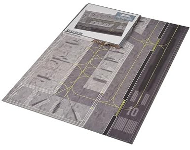 AeroClix Flughafenmatte für Modellflugzeuge im Maßstab 1/400 & 1/500, Grau, Karton, Realistisch, Texturiert, 16 A4-Bögen, für Tisch