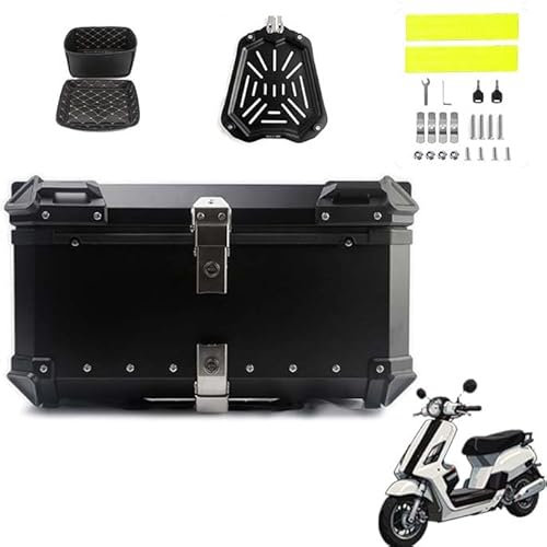 BLAFT Motorradkoffer Topcase für Yamaha NMAX155 NMAX125 NMAX 155 NMAX 125, Wasserdicht Topcase Aluminium Motorrad Heckbox Reisen Motorradkoffer für Lagerung Helm Motorradkoffer,65L-Black