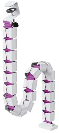 Spacetronik Kabelführung Schreibtisch Weiß - Modularer Kabelkette Schreibtisch aus Stahl - PC Kabelmanagement Schreibtisch - Länge 1285 mm - Höhenverstellbar & Einfache Montage mit Halter