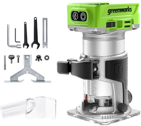 Greenworks Enrutador de madera inalámbrico compacto de 24 V, 5 velocidades variables, 30000 RPM, ligero, solo herramienta