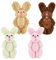 MAOSHYMS Mini Kaninchen, 4 Stück Mini Plüsch Hase,4.5cm Mini Plüsch Klein Hase,Mini Joint Kaninchen Plüsch Hase Kinder Anhänger Puppe Geschenke,Ostern (Farbig 4)