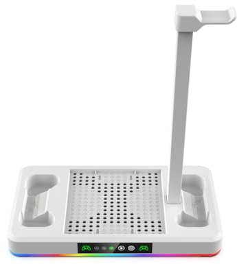 Für Xbox Series X/S Host-Basis mit Kühllüfter, multifunktionaler Ladeständer mit RGB, mit Kopfhörerhaken, Host-Lüfter-Kühlsystem, wiederaufladbarer Akku-Pack Zubehör (weiß)