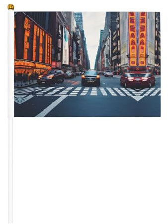 Kleine Flaggen mit New York City Druck, 14 x 21 cm, 10 Stück – Mini-Flaggen, Handflagge, Holzstab-Flagge