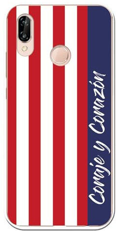 Personalaizer Custodia compatibile Huawei P20 Lite - Design Design Calcio Sport Bandiera e Frase Coraggio e Cuore - Cover Silicone TPU flessibile trasparente