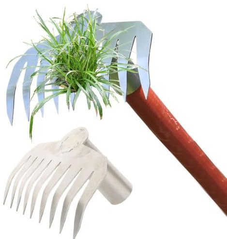 BOWTONG 9 Teeth Garden Rake Head, Stainless Steel Rake Replacement Head, Garden Rake for Garden Farm Backyard without Handle Hard Rake Head Only, Silver Tone