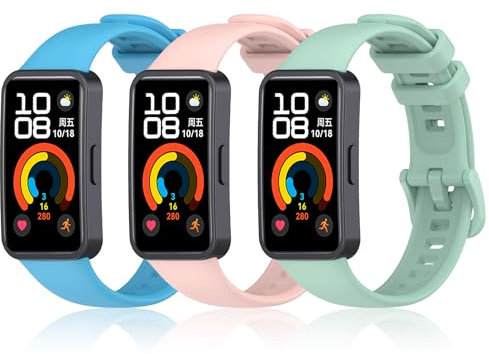 DHWGang 3 Jeux de Bracelets en Silicone Compatibles avec les Montres Intelligentes Huawei Band 10 9 8, Bracelet de Remplacement, Sans Couture, pour le Sport et la vie Quotidienne, Hommes et Femmes