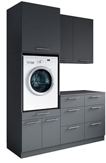 Laundreezy Waschraum Komplett-Set Modulares Schranksystem Anthrazit