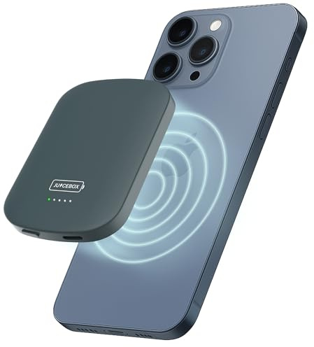 THE BYTE FOUNDRY Juicebox for MagSafe Portable Charger 5000mAh – USB-C Qi Wireless Magnetic Power Bank for iPhone 12/13/14/15/16 Pro/Max, Google Pixel, and Samsung Galaxy, Battery Pack