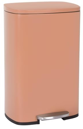BestOffice 50 L Garbage Can Kitchen Trash Can with Lid for Office Bedroom Bathroom Step Trash Bin Fingerprint-Proof Brushed Stainless Steel，Pink | with Lid for Office Bedroom Bathroom Step Trash Bin Fingerprint-Proof Brushed