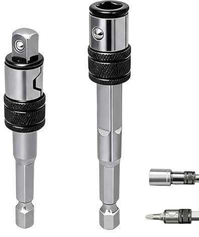 2-in-1 Impact Socket Adapter to Bit Holder, for 1/4 Drive Socket &Hex Bit | 2pcs 1/4 Drill Socket Adapter to Drill Bit Extension, Easy Switching Between Bit and Socket
