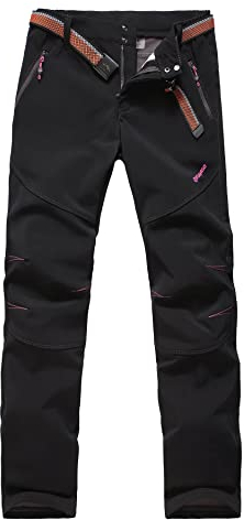 VERTAST Damen Wanderhose Warm Gefüttert Winddicht Winter Softshellhose Skihose Snowboardhose Trekkinghose Outdoorhose zum Wandern und für viele Outdoor-Aktivitäten, Schwarz, S/36