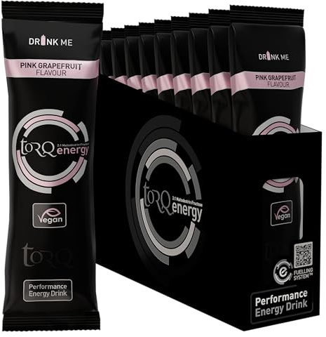 Torq Energy Drink Pink Grapefruit Isotonic Energy Drink Powder - Electrolyte Powder Energy Drinks High Carbohydrates 30g per 500ml and Sodium - Single Serve Packs - Box of 15