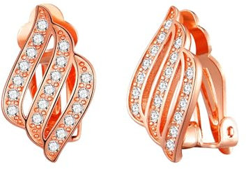 Philip Jones Rose Gold Plated Triple Row Clip On Earrings Created with Zircondia® Crystals