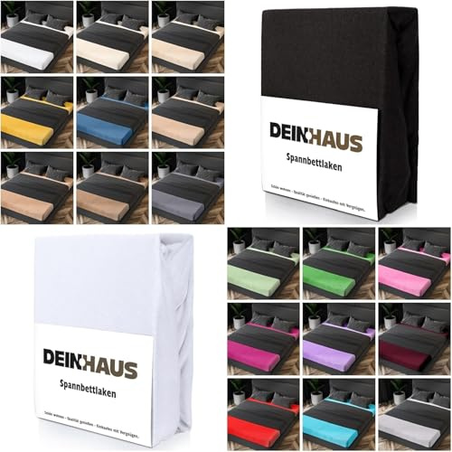 DH DEIN.HAUS Frottee Spannbettlaken 200 x 220 cm – Baumwolle, mit Gummizug, weich & pflegeleicht, Bettlaken – Farbe: dunkelblau