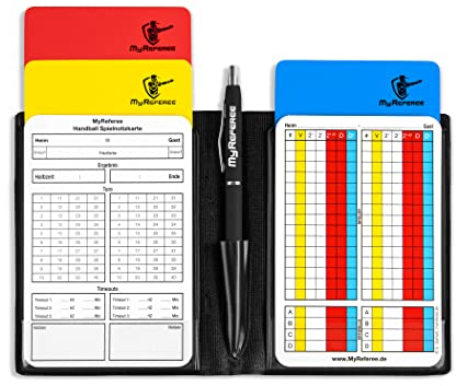 MyReferee Schiedsrichterset Mini Handball inkl. Spielnotizkarten, Kugelschreiber, Disziplinarkarten | Schiedsrichter-Set | Schiri
