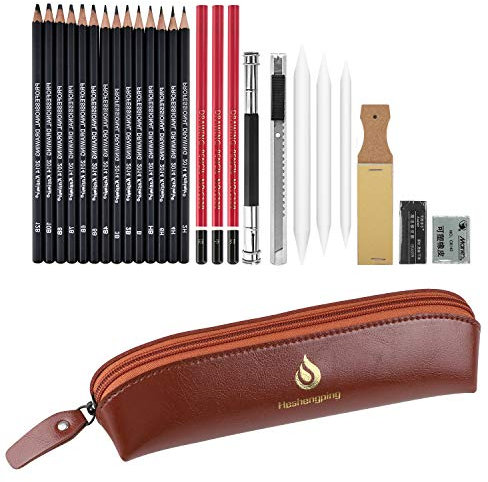 Heshengping Skizzierstifte Set Graphitkohlestifte Sticks Zeichnen Graphite Set In Federmäppchen zeichnen für Anfänger Künstler Schüler Kinder