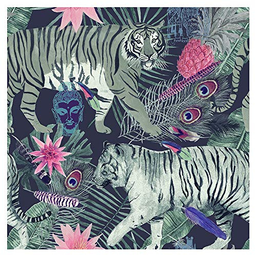 murando Wallpaper 10m / 394 Roll of Fleece Wall Paper Non-Woven Premium Art Print Design Decorative Panel Photo Picture Image Picture Image Animals Tiger Leaves Buddha g-C-0290-j-a