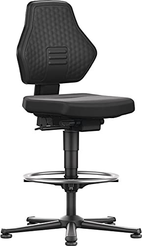 Arbeitsdrehstuhl Air Flow Bodengleiter+Fußring Sup ertec-Gewebe schwarz 570-850mm