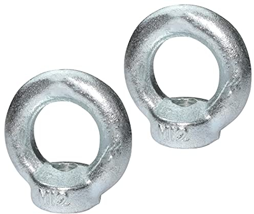 AERZETIX - C49729 - Satz von 2 - Ringmutter - M12 - Ring Kranösen - verzinkter Stahl - Metrisches Gewinde - 340kg - Farbe Silber