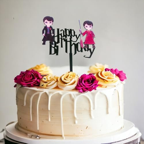 Kuchendekoration mit Aufschrift Happy Birthday, Zauberer-Schulthema, Partyzubehör (Stil 2)
