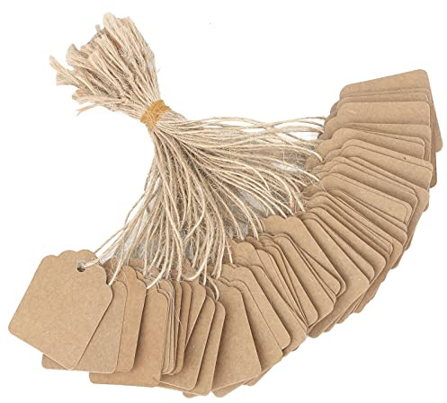 joycraft 500Pcs Price Tags with String Attached, 1.4x1.8 in Kraft Paper Tag