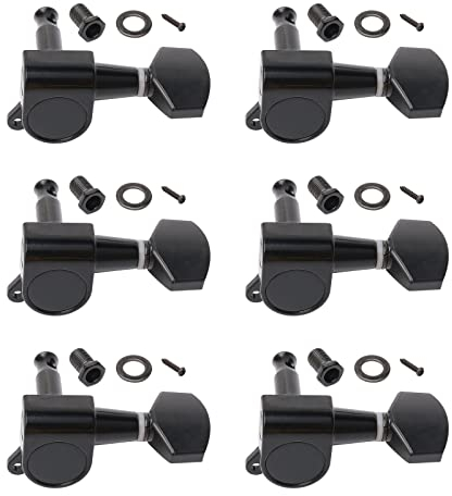 Unxuey 6R Right Electric Guitar Sealed Tuners Tuning Keys Pegs Machine Heads Set for Fender Stratocaster Telecaster, Black