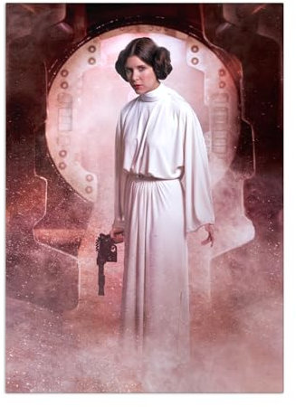 Displate Offiziell Star Wars MetallPoster Magnetische Befestigung Inklusive Lizenziert Bilder Hochwertiges PosterAction Poses - Leia Organa Poster Größe - 45 cm x 32 cm