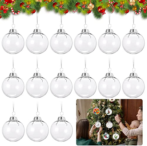 15 Stück Weihnachtskugel Transparente, Weihnachtsbaum Kugel 6CM, Kunststoff Weihnachtskugel, Weihnachtskugeln Weihnachtsbaumkugeln Baumschmuck, Ornamente als Weihnachtsanhänger und Christbaumschmuck