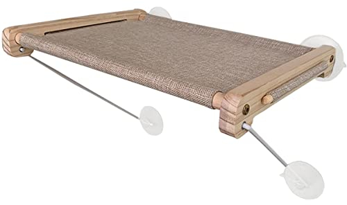 Hamac Chat Fenêtre – Lit pour Chat en Hauteur avec Ventouses Ultra Stables, Perchoir Soleil Jusqu’à 18 kg, Facile à Monter – Hamac pour Chat pour Fenêtre (Beige)