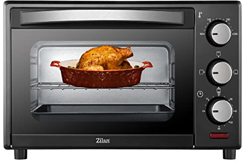 Mini Horno 9 Litros | 800 W | 60° - 230°C | Temporizador | Bandeja para Migas Plegable | Horno Pequeño de Camping