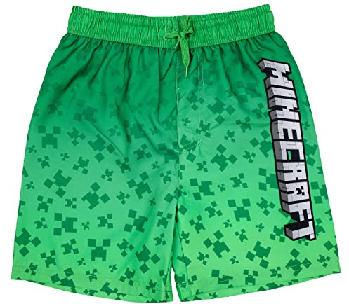 Minecraft Badeshort Badehose Scwimmhose Jungen Creeper (116, Gruen)