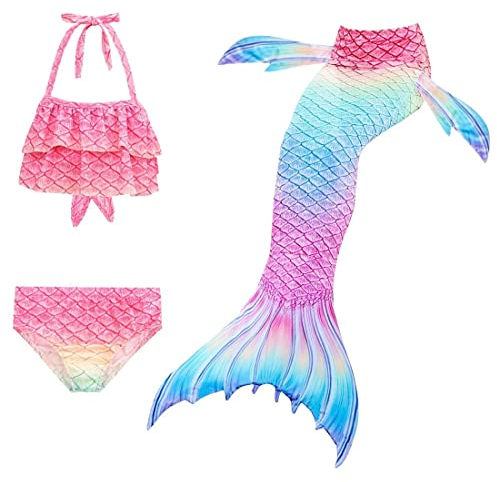 DULSPUE meerjungfrauenflosse mädchen,meerjungfrauenflosse,meerjungfrau Kleid,Mädchen-Meerjungfrau-Badeanzug, Hot-Spring-Badeanzug, geeignet für Mädchen mit Einer Körpergröße von 130 cm