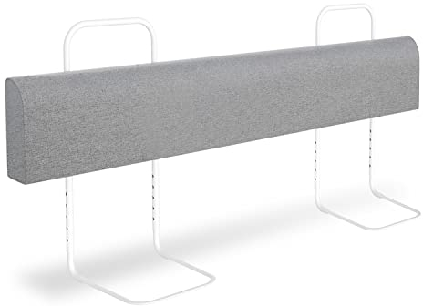 Jopassy 150cm Rausfallschutz Bett, 5-Loch Höhenverstellbar Bettgitter, Bettkantenschutz für Kleinkinder, Verformbar Kinderbettgitter, Bett Rausfallschutz Kinder mit Waschbarer Bezug, Grau